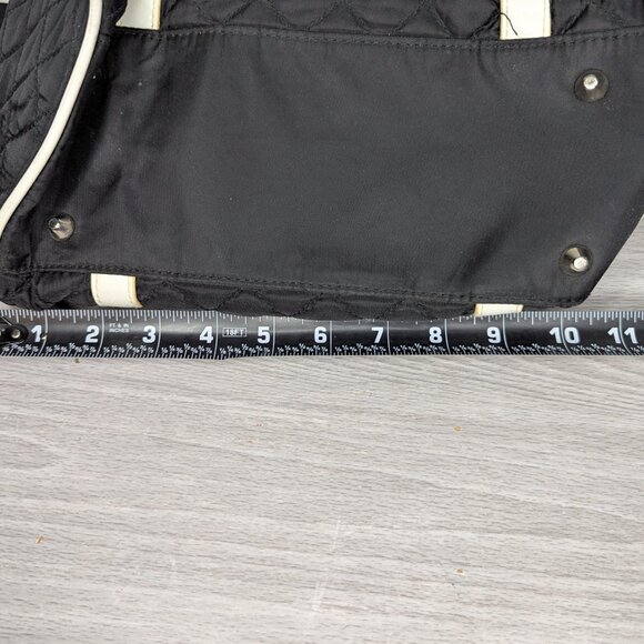 Quilted Miniature Black & White Barrel Bag w/Matching "K" Initial Zip Pouch - Picture 10 of 16
